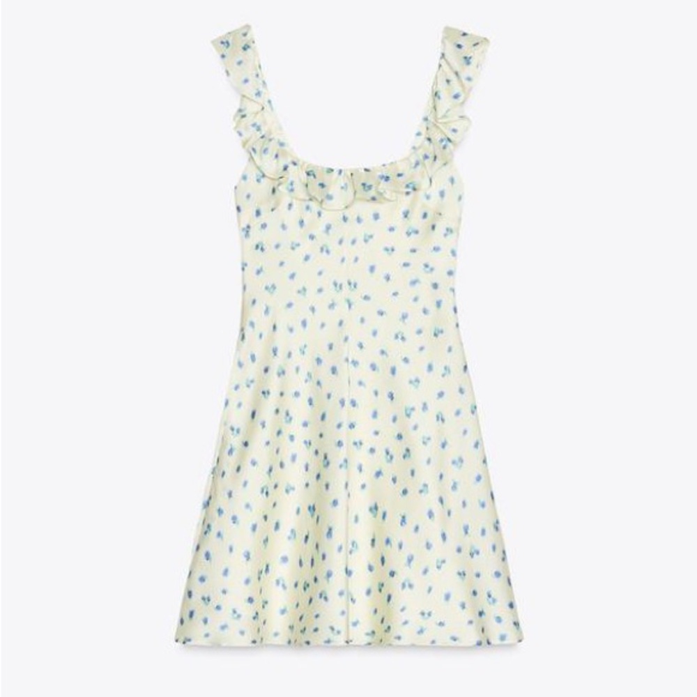 Zara yellow and Blue floral Mini Dress
